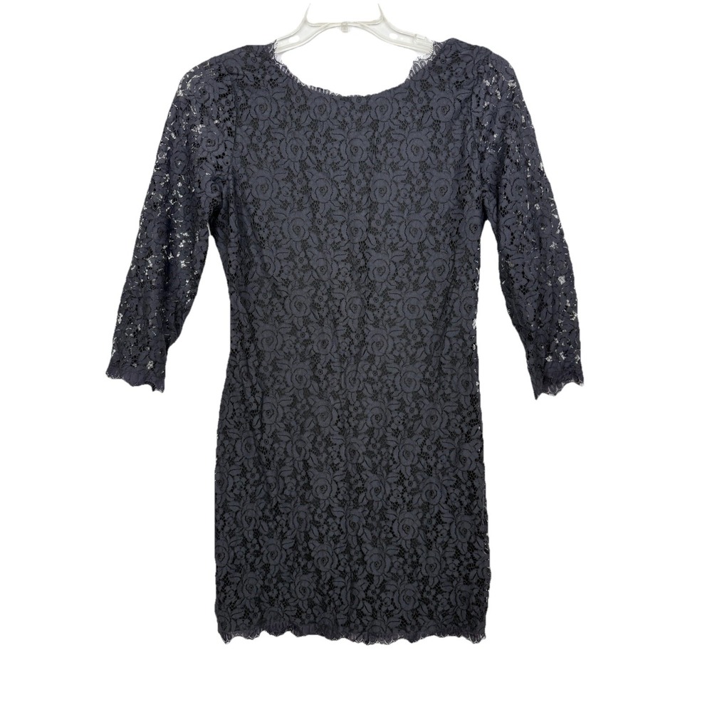 Diane Von Furstenberg Colleen Black‎ Stretch Lace Sheath Dress - Size 10